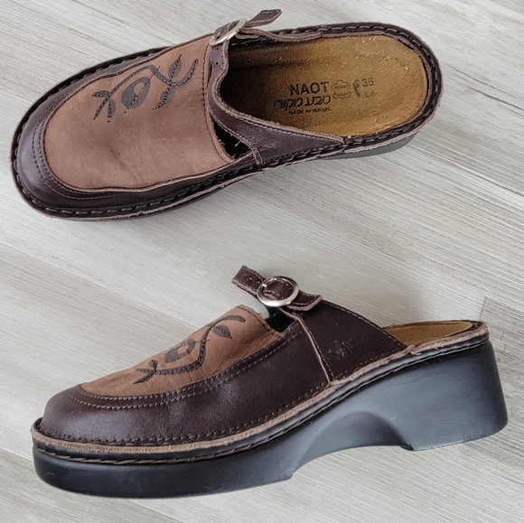 Naot Camille Brown Leather Slip-on Clog Women's Size 35 - Picture 10 of 16